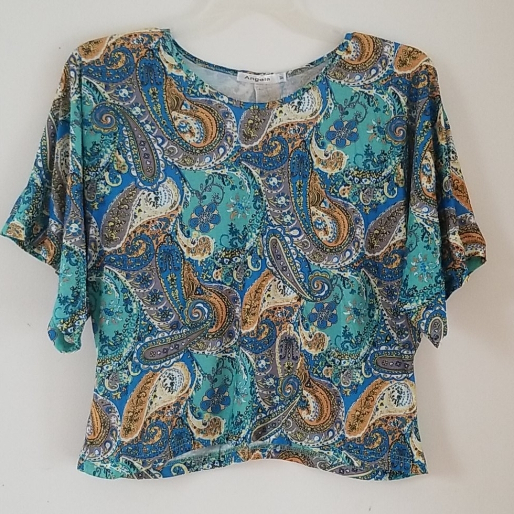 Angela Multicolored Pasley Oversized Crop Top